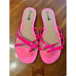 Smart Fit Flip Flops Hot Pink Strappy Womans Size 5.5
